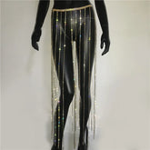 LIZAKOSHT - Glitter Rhinestone Long Tassel Skirts For Women Handmade Sexy Diamond Chain Summer Beach Nightclub Party Skirt Belt Accessory
