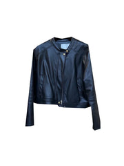 LIZAKOSHT - Autumn New Korean Version Loose Round Neck Retro Commuting Casual Versatile Jacket Leather Jacket for Women