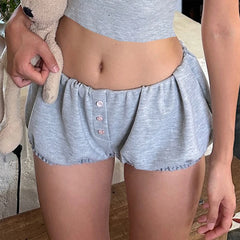 LIZAKOSHT - Women Solid Outfits Sleeveless Square Collar Crop Top and Low Waist Ruched Shorts Hot Sexy Homewear Summer Lounge Sets