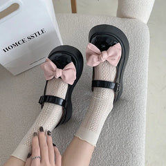 LIZAKOSHT Bow Tie Black Thick Sole Small Leather Shoes for Women New Summer French Retro Shallow Cut Single Shoes