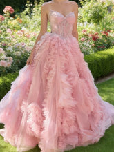 LIZAKOSHT - Exquisite Pink Beads Sleeveless V-Neck A-Line Formal Evening Dresses Birthday Party Prom Gowns Customized