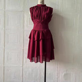 LIZAKOSHT - 2026 Spring New Pure Desire Wind Coffee Break French Round Neck Waist Elegant Dress