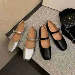 LIZAKOSHT - Summer Shoes Ladies Soft Shallow Mouth Female Footwear Casual Sneaker Square Toe 2024 New Dress Comfortable Solid Flat Rubber Sp