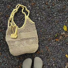 LIZAKOSHT - Eco-friendly Handmade Women Designer Straw Mesh Shoulder Bag Beach Holiday Dress Beach Shopping Bags