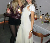 LIZAKOSHT - Summer New Long Skirt Women's Solid Color Folded Waist Sexy Hollow Undercover Dress