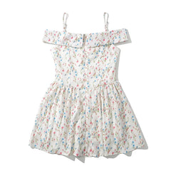 LIZAKOSHT - Elegant Women Sweet Floral Print Sexy Off Shoulder Dress Low Waist Summer Ladies Party Mini Dresses