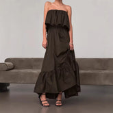 LIZAKOSHT - Spring and Summer New French Ruffle Edge Fashion Tube Top Temperament Dress Women's Commuter Elegant Long Dress