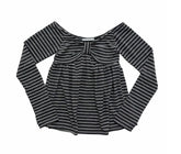 LIZAKOSHT - Spring Autumn T Shirt for Women Bows Stripes Y2k Clothes Ropa De Mujer Japanese Style Vintage Slash Neck Tees