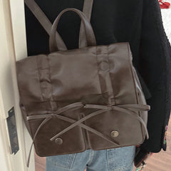 LIZAKOSHT - Vintage Fashion Streetwear Backpack Y2k Aesthetic Casual Women Trendy Schoolbag Korean Simple Pleated Bow Backpacks for Students