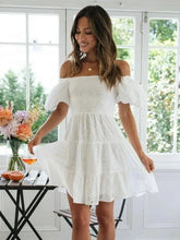 Lizakosht Puff Sleeve Cotton White Lace Dress Women Summer 2024 Square Collar Vintage Beach Short Dress Petite Flower Embriodery Dress