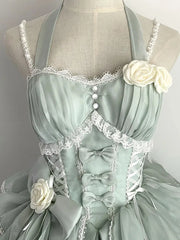 LIZAKOSHT - Ruo Grass Color Lolita Wedding Dress, White Moonlight, Long, Elegant, Gorgeous