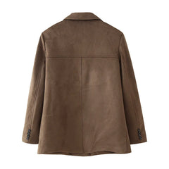 LIZAKOSHT  -  Women Spring Vintage Jacket Coat Fashion Women Turn Down Collar Jacket Femme Streetwear Tops Clothes