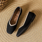 LIZAKOSHT  -  Women Spring Summer Comfort Fashion Knitting Fly Line Flat Shoes Luxury Shallow Mouth Square Toe Soft Sole Single Shoes