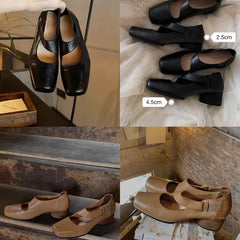 LIZAKOSHT  -  Flat Shoes Women's New Spring and Autumn Summer Genuine Leather Retro Round Toe Flat Ballet Shoes Mary Jane Single Shoe Flats