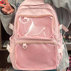 LIZAKOSHT - Japanese Ins Transparent Casual Backpacks Women Students Simple Fashion Schoolbags Y2k Aesthetic Jk Girls High-capacity Ita Bags