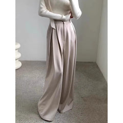 LIZAKOSHT - SuperAen Korean Style Pleated Slimming Loose Casual Pants for Women's Autumn New Solid Color Drape Full Length Pants