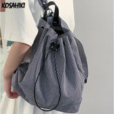 LIZAKOSHT - Korean Chic Simple Vintage Schoolbags Fashion Preppy Students Rucksacks High-capacity Drawstring Casual Travel Backpacks
