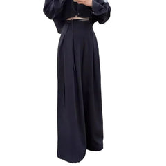 LIZAKOSHT - Early New Product Retro Temperament Drawstring Design Sense High Waist Hanging Sense Casual Mopping Pants Wide Leg Pants