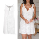 LIZAKOSHT - Women's French Lace Sleep Dress Sexy V-Neck Nightgown Thin Cotton Sleeveless Short Sleepwear Cute Home Dress for Women