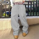 LIZAKOSHT - Fashion Women Double Waist Straight Pants Printed Patchwork Waist Drawstring Sweatpants Loose Casual Trousers Streetwear