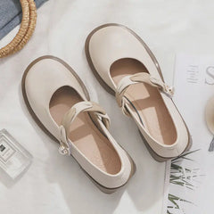 LIZAKOSHT - Women's Summer Footwear Japanese Style Lolita Shoes for Woman Square Heels Round Toe Pumps Mary Jane Platform Gothic Pearl