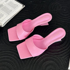LIZAKOSHT  -  Comfort Square Toe Open Toe Women Wedge Slippers Sexy Designer Party Dresses Women Heeled Sandals Elegant Summer Women Mule Shoe