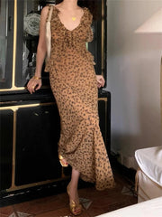 LIZAKOSHT - Dress Women Elegant Summer New Fashion Evening Party Ladies Vestidos Korean Clothes Female Vintage Ruffles Design Dresses