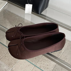 LIZAKOSHT - Cosy Soft Satin Split Clip Toe Flats Heels Woman Sandals High Quality Butterfly-kont Daily Dress Casual Shoes