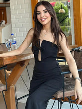 LIZAKOSHT - Off-Shoulder Bow Slim Long Dress Women's Fashion Collage Sexy Hollow Backless Elegant Evening Dress Women's Long Dress