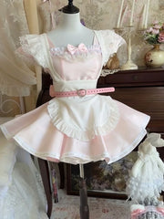 LIZAKOSHT - Japanese Kawaii Sweet Pink Slim New Lolita Dress Angel Designer Cute Fashion Patchwork Bow Lace A-line Girlish Dresses Clothing