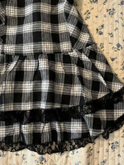 LIZAKOSHT  -  Korean Fashion Summer Plaid Sleeveless Punk Streetwear Dresses Slim Y2k Lace Short Dress Vintage Women Dress Sweet Girl Emo