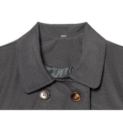 LIZAKOSHT - Spring New Women's American Retro Style Shirt Collar Puffy Short Sleeve Button Decorated Short Plaid Top Casual Fit Polyester