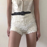 LIZAKOSHT - Y2K Women's Lace Trim Shorts Layered Ruffle Trim Bloomers Shorts Cute Lolita Pumpkin Pants Pettipants Streetwear