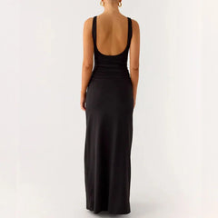 LIZAKOSHT - Womens Cocktail Party Dress Slim Fit Stylish Deep V Neck Sleeveless Bodycon Dress for Elegant Lady Daily Life Club Maxi Dress
