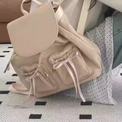 LIZAKOSHT - New Women Y2k Aesthetic Bow Backpack Streetwear Fashion Ins Casual Schoolbag All Match Trendy Simple Backpacks for Students