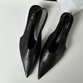 LIZAKOSHT - SEXY Pointed Toe Low Heels Sandals Women Fashion Shallow Elegant Slingback Sandal Female Summer Designer Dress Mules Pumps Women