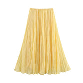 LIZAKOSHT - Fashion Women's Pleated Skirts 2025 Summer Chic Causal Elastic Waist Solid Skirts Sweet Ladies High Street Skirts