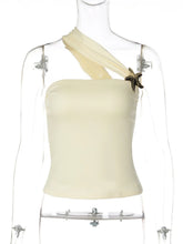 LIZAKOSHT - Woman Clothing Diagonal Collar Starfish Tank Tops Holiday Beach Streetwear Y2K Female Sleeveless T-shirt Irregular Corset Top