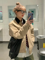 LIZAKOSHT - Korean Version of Versatile Slimming Collared Jacket, Workwear Jacket, 2024 Spring New Item, Small Casual Short Top for Women