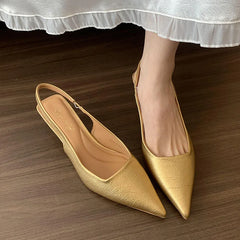 LIZAKOSHT - Summer New Brand Women Sandal Fashion Pointed Toe Sahllow Slip On Ladies Elegant Slingback Shoes Thin High Pumps New Woman