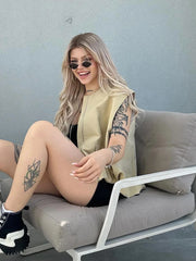 LIZAKOSHT  -  Autumn Vest Women Vintage Sleeveless Jacket Female Casual Loose Basic O-Neck Coat Ladies Elegant Fashion Vest Tops Streetwear