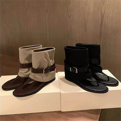 LIZAKOSHT - Design Style Height-increasing Insoles Flat Heels Woman Boot Sandals Summer Gladiator Clip Toe Belt Buckle Strap Shoes