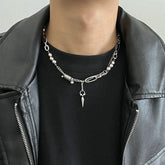 LIZAKOSHT - Punk Stainless steel New Rivet Pendant Necklace For Men Splicing Clavicle Sweater Chain Jewelry Hip-Hop Accessories