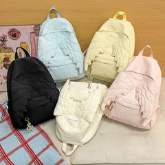 LIZAKOSHT - Versatile Angel Wing Backpack Y2k Style Large Capacity Canvas Backpack Lightweight Embroidered Pattern Nylon Student Backpack