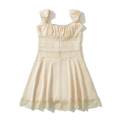 LIZAKOSHT - Sexy Elegant Women Lace Patchwork Square Neck Tank Dresses Sleeveless A-line Mini Party Summer Dress Holiday Chiffon Robe