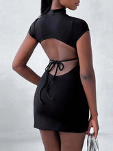 LIZAKOSHT - Solid Color Slim Fit Slit Wrap Skirt Sexy Spicy Girl Lace up Mini Skirt Summer Women's Dress