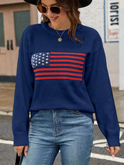 LIZAKOSHT  -  Fall Winter Sweater Women The American Flag Easter Independence Day New Year Top Pullover Jumper Jacket Long Sleeve 40927
