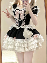 LIZAKOSHT  -  Kawaii Lovely Bow Lolita Dress Women's Design Sweet Slim Patchwork Japanese Dresses Summer Pretty Lace Up Thin Princess Dress