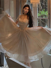 LIZAKOSHT  -  Summer New Women Fashion Elegant Birthday Midi Dresses Vintage Female Evening Prom Party Lace-Up Lady Clothes Vestdios