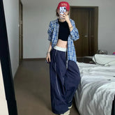 LIZAKOSHT  -  Y2K Striped Sweatpants Women Streetwear Oversized Baggy Joggers Harajuku Patchwork Wide Leg Pants Summer Korean Trousers
